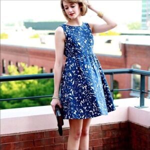 ZARA Navy Blue Floral Print Cocktail Dress Small